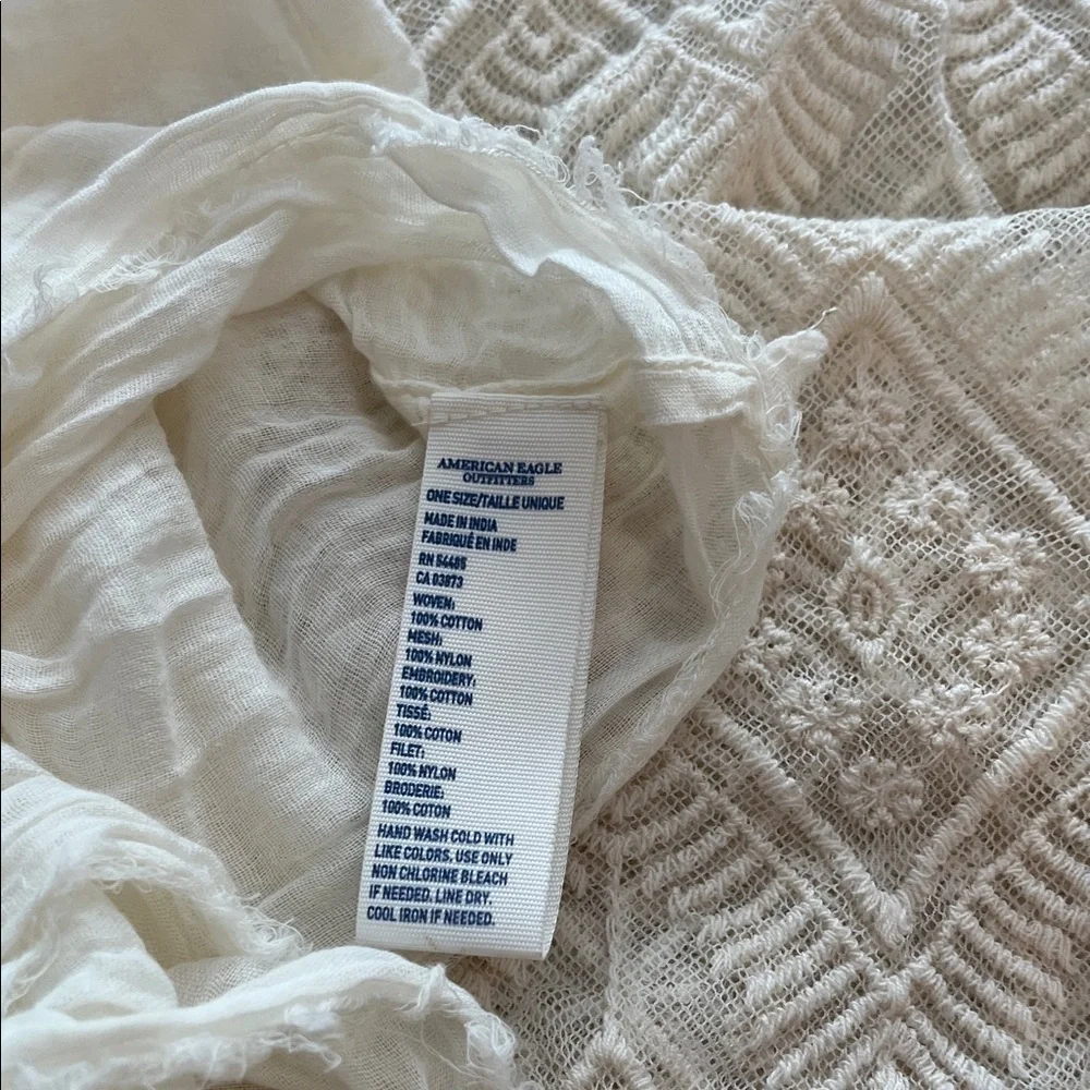American Eagle Outfitters Cream Patterned & lace Scarf bin 33 - Picture 2 of 3